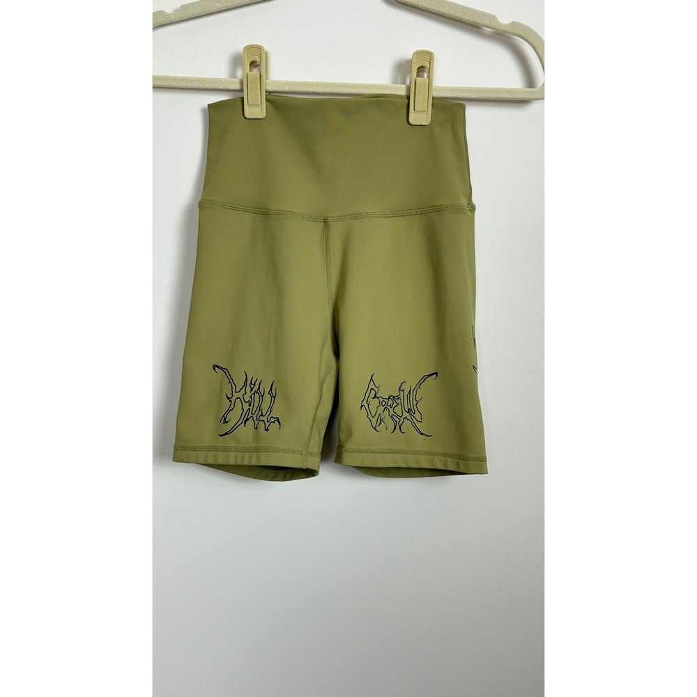 Kill Crew Scrunch Wolf Biker Women's Shorts Olive Black Size M